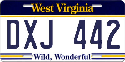WV license plate DXJ442
