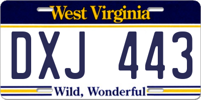 WV license plate DXJ443