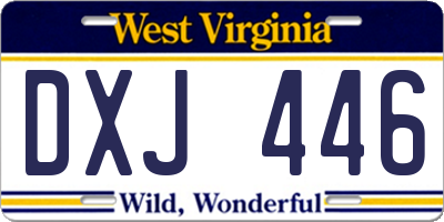 WV license plate DXJ446
