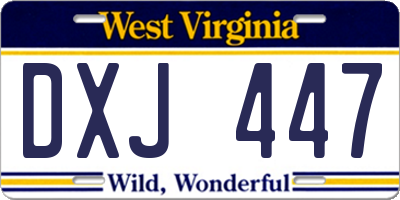 WV license plate DXJ447