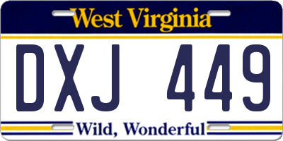 WV license plate DXJ449