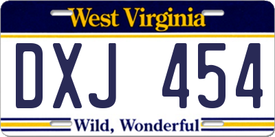 WV license plate DXJ454