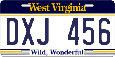 WV license plate DXJ456