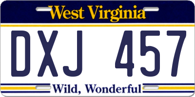 WV license plate DXJ457