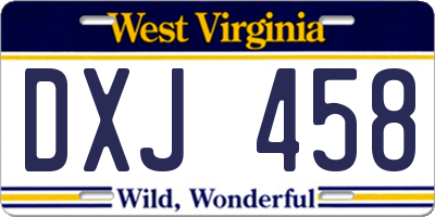 WV license plate DXJ458