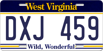 WV license plate DXJ459