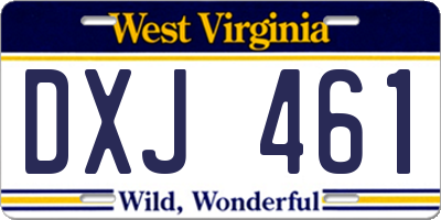 WV license plate DXJ461