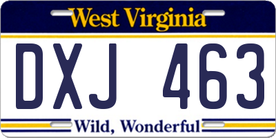 WV license plate DXJ463