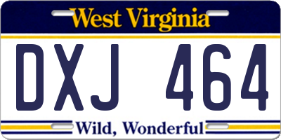 WV license plate DXJ464