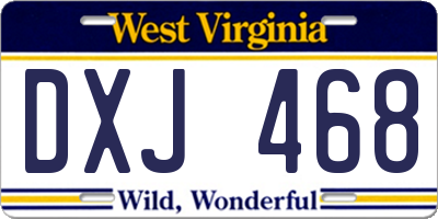 WV license plate DXJ468