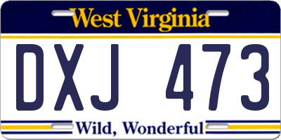 WV license plate DXJ473