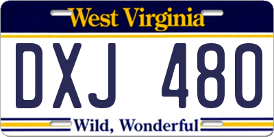 WV license plate DXJ480