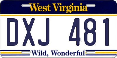 WV license plate DXJ481