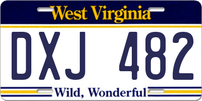 WV license plate DXJ482