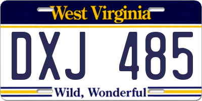 WV license plate DXJ485