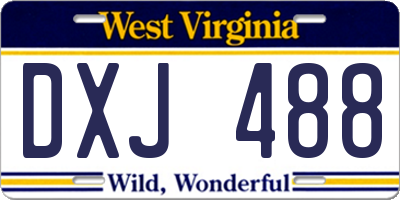 WV license plate DXJ488