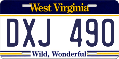 WV license plate DXJ490