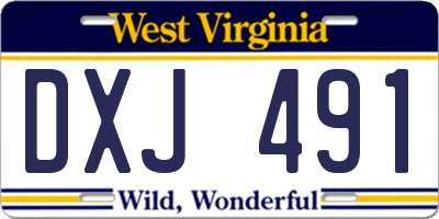 WV license plate DXJ491