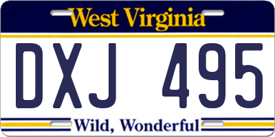 WV license plate DXJ495