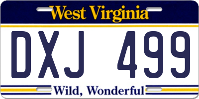 WV license plate DXJ499