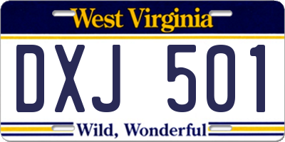WV license plate DXJ501