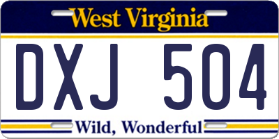 WV license plate DXJ504