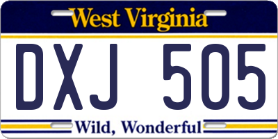 WV license plate DXJ505