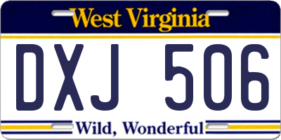 WV license plate DXJ506