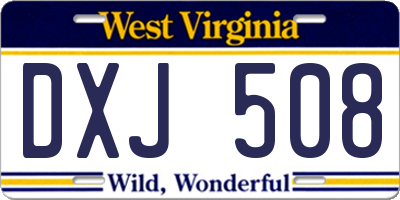 WV license plate DXJ508