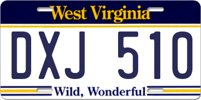 WV license plate DXJ510