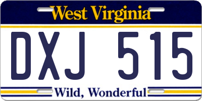 WV license plate DXJ515