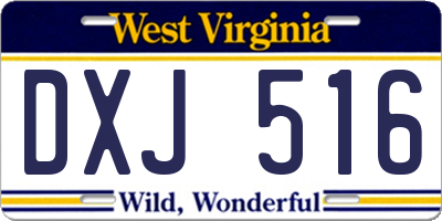 WV license plate DXJ516
