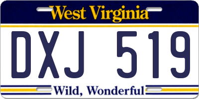 WV license plate DXJ519