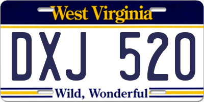 WV license plate DXJ520