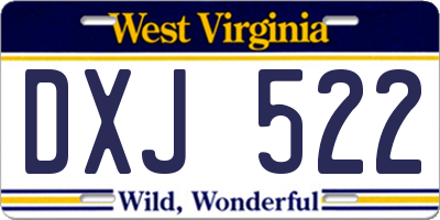 WV license plate DXJ522