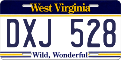 WV license plate DXJ528