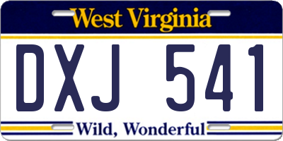 WV license plate DXJ541