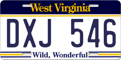 WV license plate DXJ546