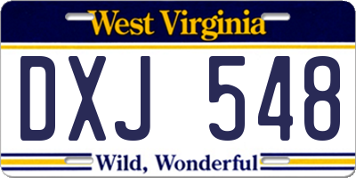 WV license plate DXJ548
