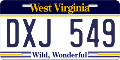 WV license plate DXJ549