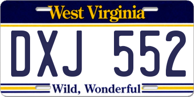 WV license plate DXJ552