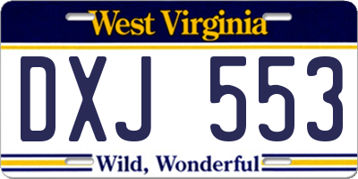 WV license plate DXJ553