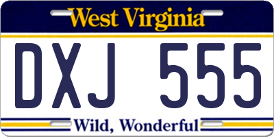 WV license plate DXJ555