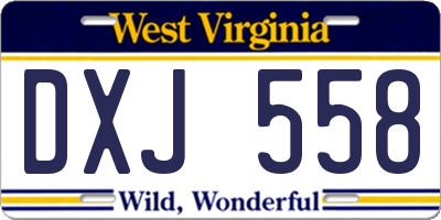 WV license plate DXJ558