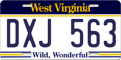 WV license plate DXJ563