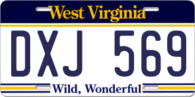 WV license plate DXJ569
