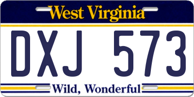 WV license plate DXJ573