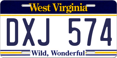 WV license plate DXJ574