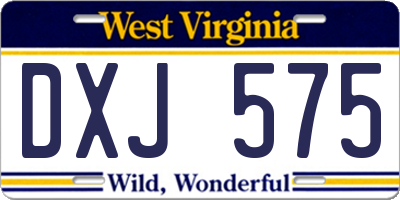 WV license plate DXJ575