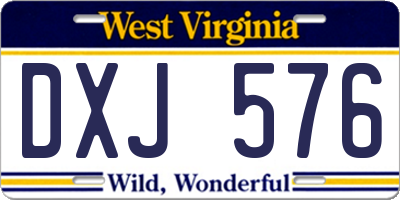 WV license plate DXJ576